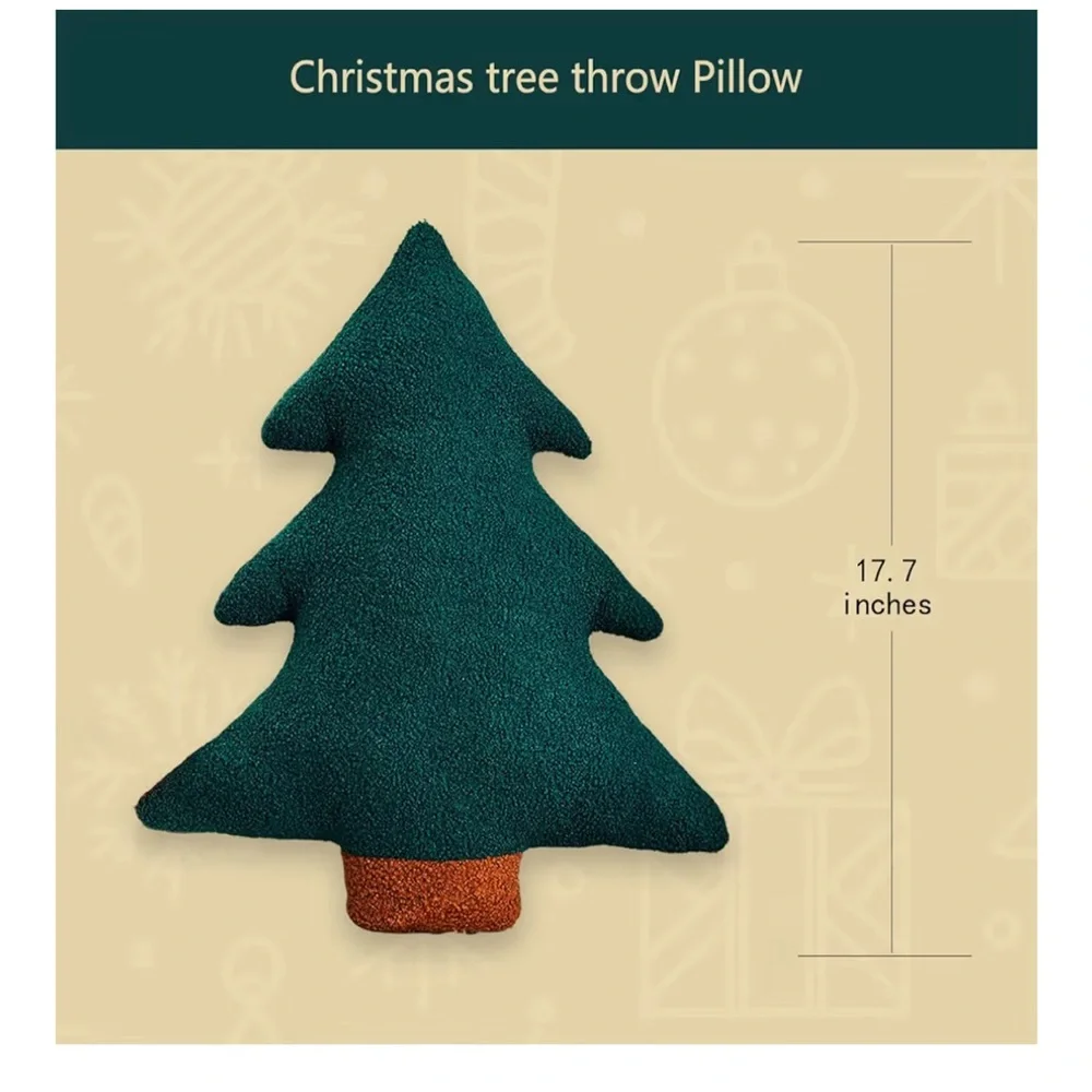 Green Christmas Tree Pillow 17.7”
